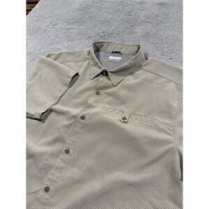 Columbia Shirt Mens 2XL Tan Plaid PFG Fishing Outdoor Button Up Short Sleeve Top